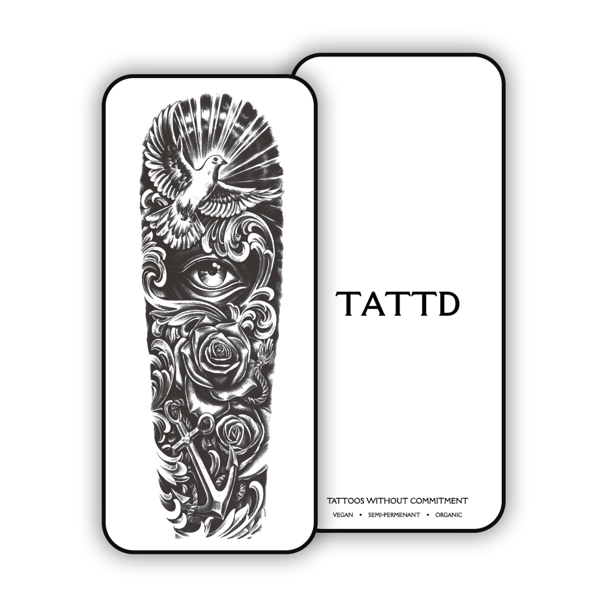men sleeve design semi permanent tattoo temporary tattoo big large design tattd 2 week