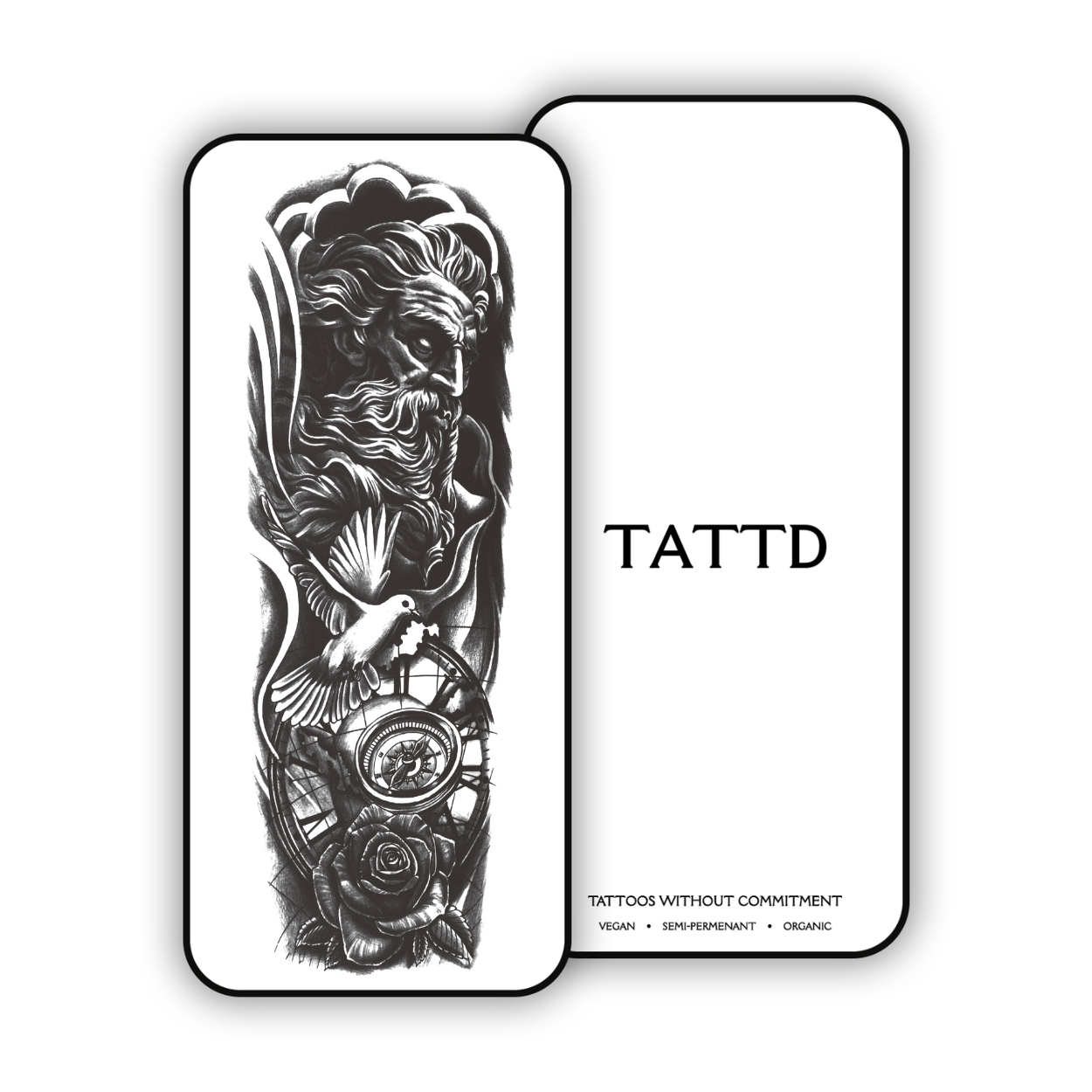 Poseidon Sleeve Tattoo Semi Permanent TATTD Lasts 2 weeks