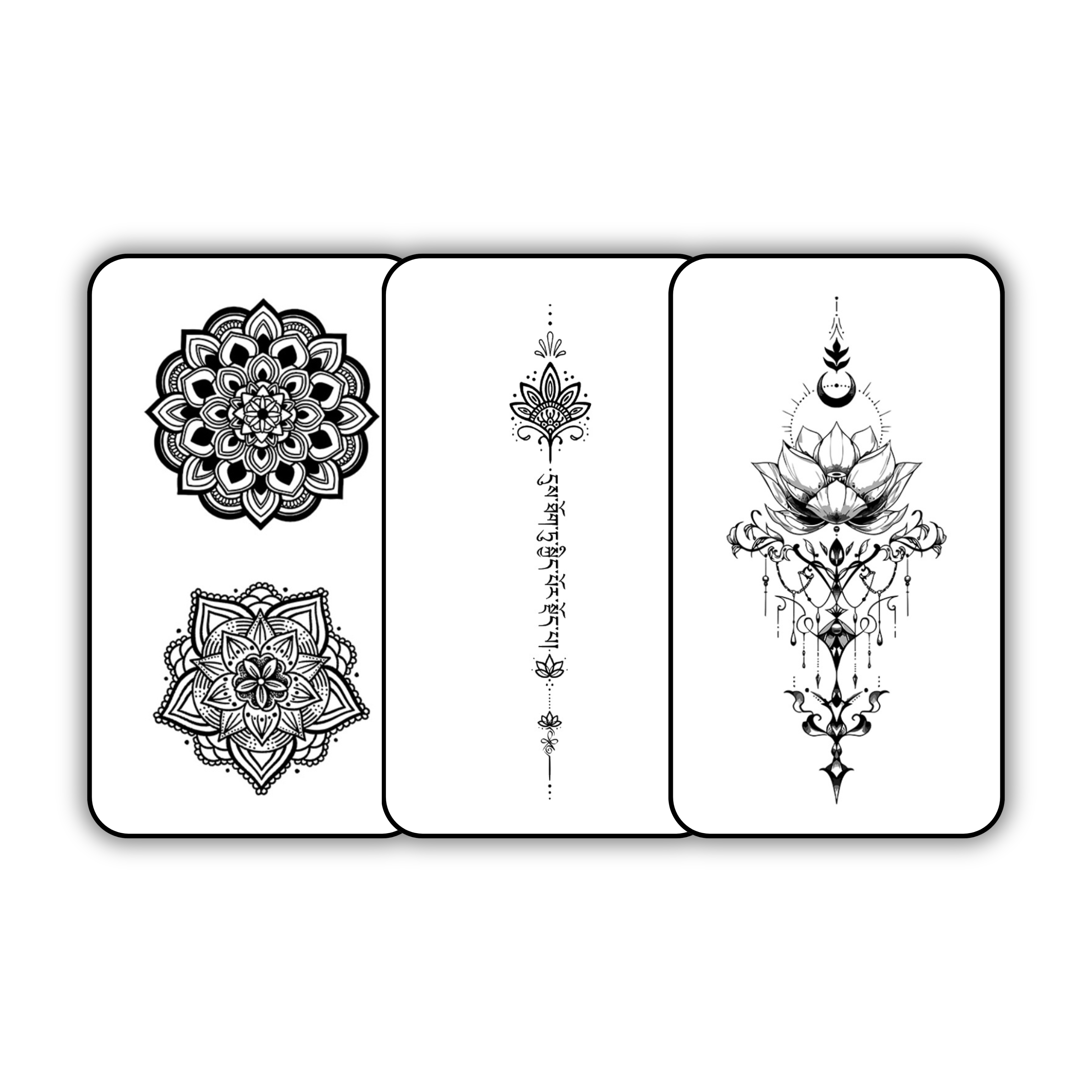 mandala pack - Semi-Permanent Temporary Tattoo Design TATTD Lasts 1-2 Weeks