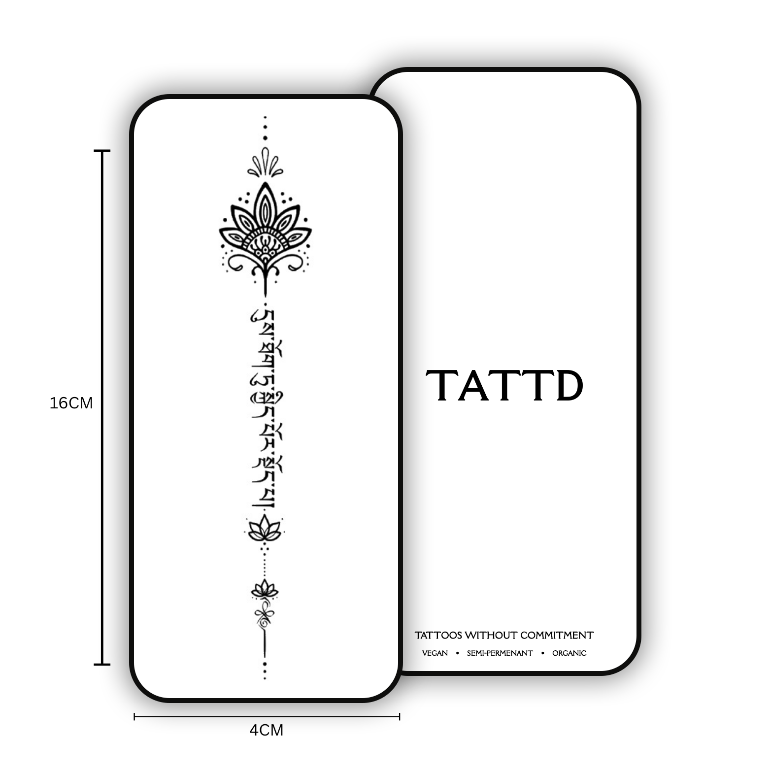 mandala - Semi-Permanent Temporary Tattoo Design TATTD Lasts 1-2 Weeks