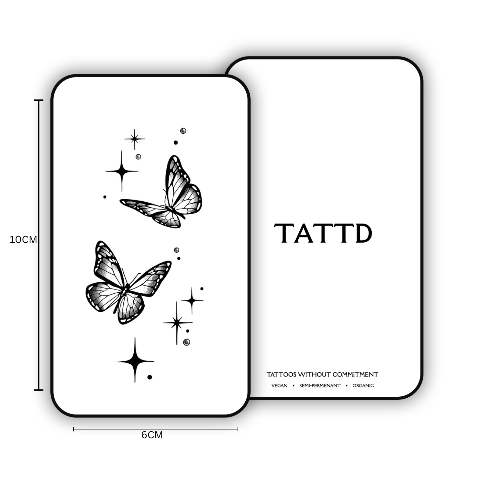 Butterfly Star - Semi-Permanent Temporary Tattoo Design TATTD Lasts 1-2 Weeks