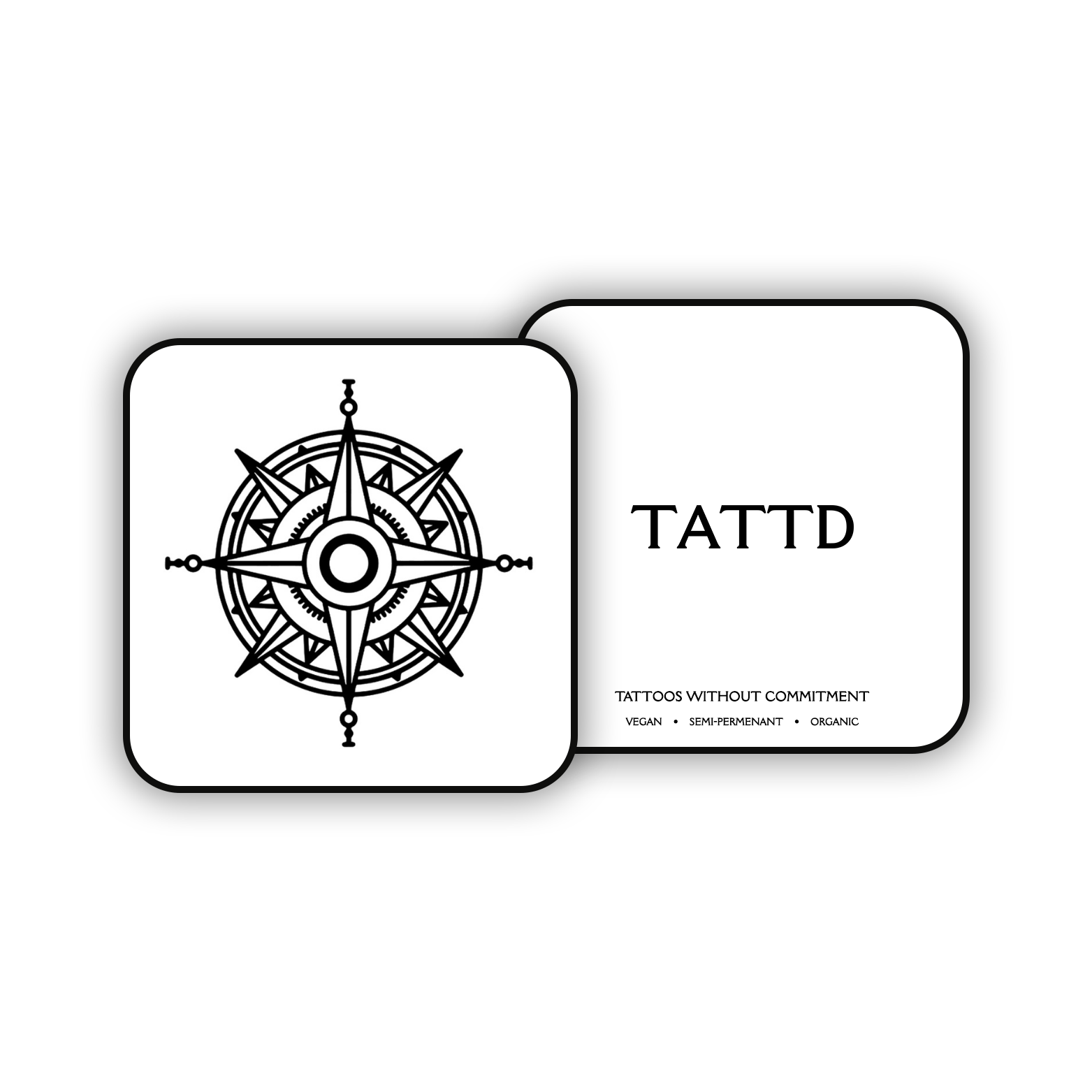 COMPASS Semi-Permanent Temporary Tattoo Design TATTD Lasts 1-2 Weeks
