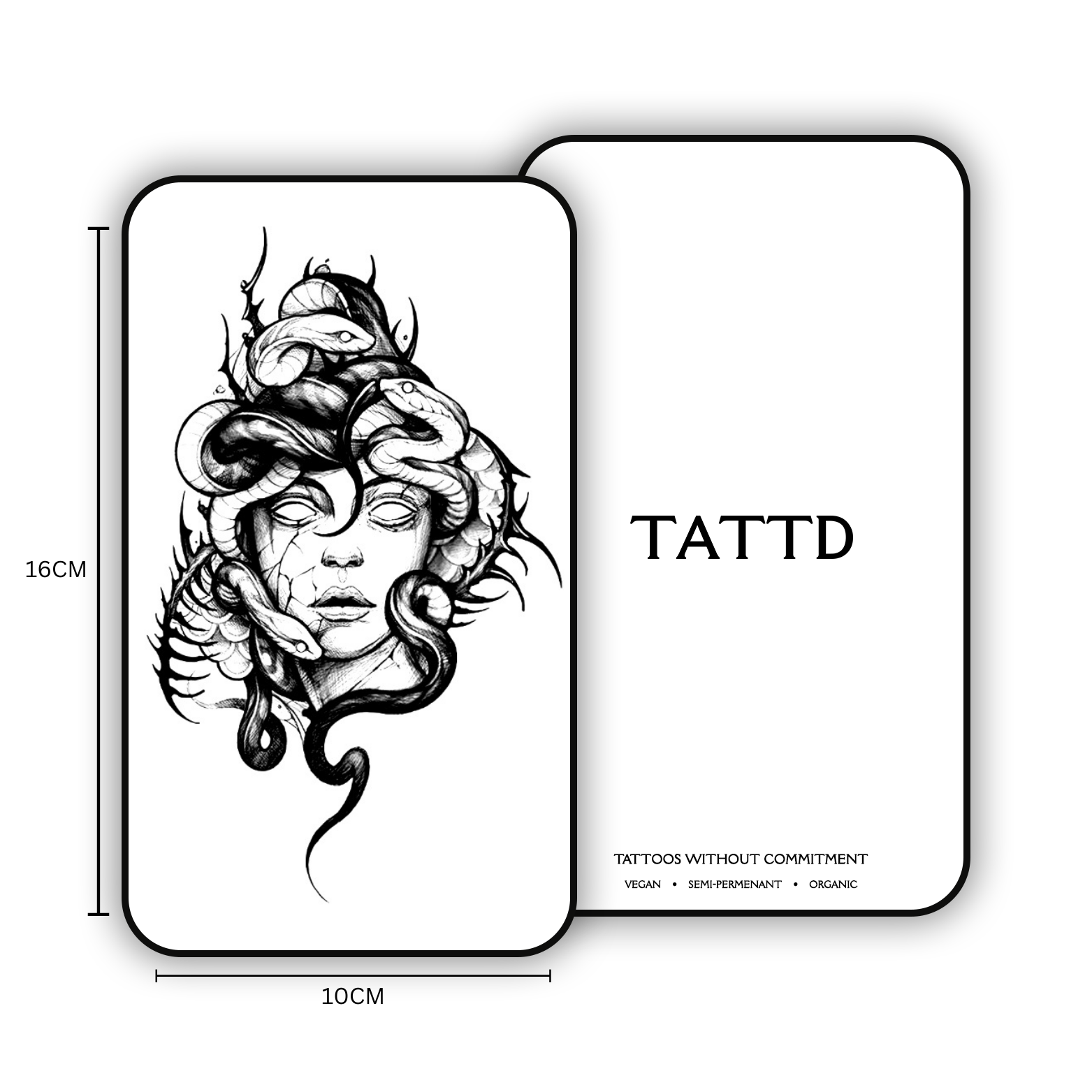 Medusa - Semi-Permanent Temporary Tattoo Design TATTD Lasts 1-2 Weeks